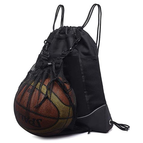 PRICES MAY VARY. basketball backpack design--- A drawstring waterproof backpack. The mesh bag is attached to the backpack by 2 buttons. Ample storage space---Drawstring backpack includes a oversize main compartment with a small zippered pouch for wallet and cell phone, a medium zipper closure compartment , two shoe compartments, two mesh compartments and a card window Premium material--The backpack is made of nylon and covered with waterproof coating, while mesh bag is made of 80% polyester and Soccer Backpack, Basketball Backpack, Basketball Accessories, Basketball Bag, Gym Backpack, Sport Basketball, Training Bags, Volley Ball, Boys Backpacks