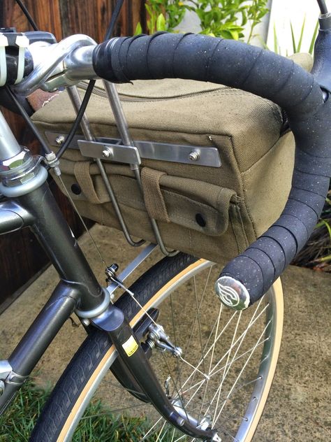 Crankbased: DIY Handlebar Bag and Support Rack Bicycle Bag Diy, Surly Bike, Ugly Drum Smoker, Bici Retro, Drum Smoker, Bicycle Diy, Bicycle Panniers, Bike Equipment, Bike Camping