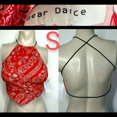 Brand New Tag Has Been Removed. Brand: Bear Dance Size S Cute Red Bandana Crop Top! Soft & Stretchy Good Quality Material Halter Handkerchief Style Cropped Black Crisscross Cami Straps Backless 95% Polyester 5% Spandex Measurements Bust: 32 Waist: 28 Length: 15inch (Red-Bh-Hct-S #325) Stock Reference Number ~~~~~~~~~~~~~~~~~~~~~~~~~~ 2-5 Items 15% Off & 6-10 Items 25% Off & 11+ Items 35% Off On Bundles & Save $$$ Dealdepends On How Many Items In The Bundle *!~Message Me On The Items, And I Will Summer Backless Top, Diy Bandana Top, Crochet Boots Free Pattern, Diy Backless, No Sew Refashion, Bandana Crop Top, Bandana Shirt, Clothing Refashion, Diy Corset