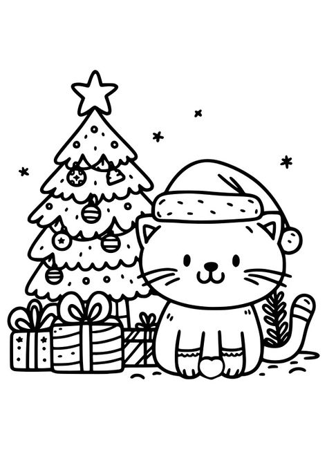 Christmas Cat free coloring sheets for kids. Feel free to use it thank you ^.^ Free Coloring Sheets For Kids, Printable For Preschool, Holiday Coloring Pages, Cat Coloring Pages, Christmas Reading, Cat Coloring, Free Coloring Sheets, Coloring Sheets For Kids, Cat Coloring Page