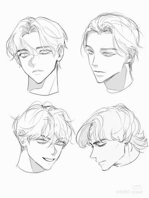 My hope is to share my knowledge with you so you too can expand your love for the arts. Thank you for your interest! Boy Hair Drawing, Drawing Hair Tutorial, 얼굴 드로잉, Hair Sketch, Face Drawing Reference, 얼굴 그리기, Seni Dan Kraf, Different Angles, Guy Drawing