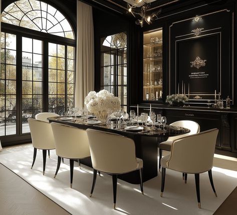 Luxury Private Dining Room, Vampire Dining Room, Luxury Private Dining Room Restaurant, Dark Castle Dining Room, Black Dining, Black Dining Room, Dining Room, Black