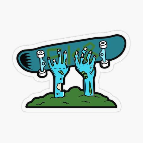 "Zombie hands with skateboard" Sticker by miminova | Redbubble Zombie Hands, Skater Gifts, Zombie Hand, Halloween Clothing, Skateboard Design, Skateboard Stickers, Plastic Stickers, Skateboarder, Skater Style