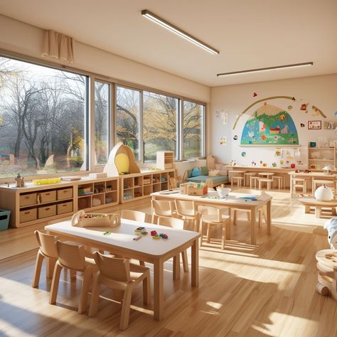 Day Care Center Interior, Public Nursery Room, Kindergarten Furniture Design, Preschool Designs Architecture, Kids Classroom Design, Day Care Center Design, Kindergarten Playroom, Daycare Interior Design, Child Care Center Design