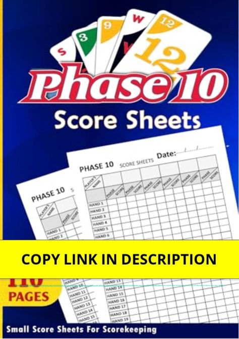 PDF Phase 10 Score Sheets: Phase 10 card game 110 pages score pads for scorekeeping with size 6Ã—9 Inches. Paperback â€“ January 3, 2024 Phase 10 Card Game, Powerpoint Charts, Ppt Presentation, January 3, Plastic Sheets, Card Game, Powerpoint Templates, Paper Size, Card Games