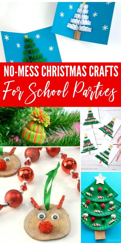 No-Mess Christmas Craft Ideas for School parties! Raise your hand if you've been looking for Quick and Easy Christmas Crafts for Kids that you can do anywhere! Simple ideas for class parties or a Christmas Party! #passion4savings #crafts #kids #parties #reindeer #trees #christmastrees #easy #nomess Christmas Crafts For School Party, Class Holiday Craft, Easy Christmas Crafts For 1st Grade, Christmas Craft Kids Classroom, 1st Grade Christmas Crafts For Kids, Christmas Craft School Party, School Christmas Party Craft Ideas, 3rd Grade Holiday Party Craft, 1st Grade Holiday Party Crafts