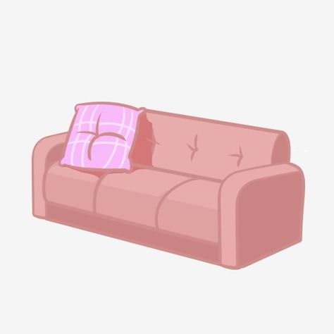 Gacha Furniture, Sofa Illustration, Sofa Rosa, Sofa Png, Sofa Cartoon, Cartoon Furniture, Transparent Furniture, Living Room Cartoon, Sofa Drawing