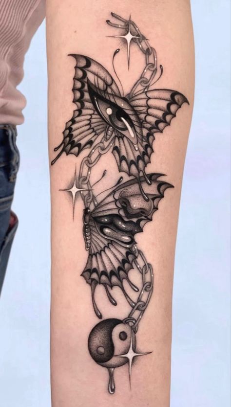 Butterfly Thigh Tattoo, Temple Tattoo, Butterfly Hand Tattoo, Unique Butterfly Tattoos, Hip Thigh Tattoos, Small Butterfly Tattoo, Unique Butterfly, Small Pretty Tattoos, Tattoos For Lovers