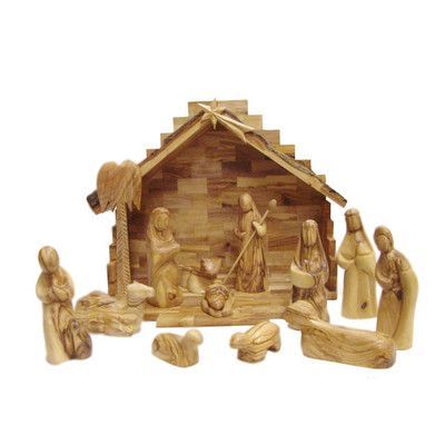 CarversArt Modern Olive Wood Nativity Set with Stable Wood Nativity, Holy Art, Christmas Nativity Set, Nativity Sets, Wood Stars, Christmas Nativity, Wood Tile, Bethlehem, Nativity Scene