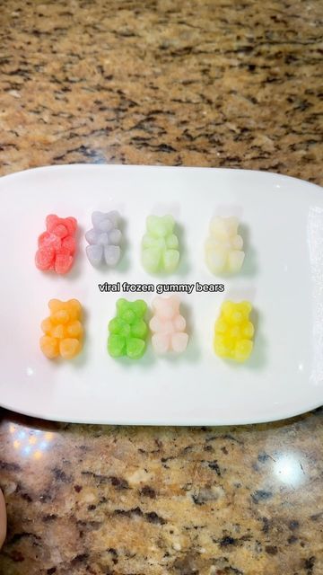 Rachel🍡 on Instagram: "Viral frozen gummy bears🧸🍬

[instructions]
• soak gummy bears in sprite overnight
• freeze for 2-3 hours
• enjoy😋

#gummybears #candy #viral #viralfood #viralrecipes #recipe #hack #foodhack" Viral Frozen Gummies, Viral Frozen Gummy Bears, Sprite Gummy Bear, Frozen Gummy Bears Sprite, Frozen Gummy Bears, Haribo Gummy Bears, Lake Weekend, Girl Hood, Fall Tea