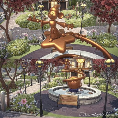 Sydney Rae on Instagram: "I'm obsessed with the Mickey fountain 🌟 . . Preset is Peaceful by @ellesereinart . . . #ddlvcommunity #dreamlight #ddlv #disneydreamlightvalley #dreamlightvalley #ellespresets" Disney Dreamlight Valley Fountain, Dreamlight Valley Fountain Ideas, Dlv Inspiration, Ddv Inspiration, Dreamlight Valley Design Ideas, Dreamlight Valley Ideas, Ddlv Inspiration, Disney Dreamlight Valley Ideas, Dreamlight Valley Design