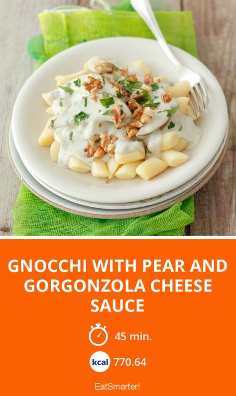 Pear Gorgonzola Gnocchi, Pear And Gorgonzola, Gorgonzola Sauce, Cheese Sauce Recipe, Potato Ricer, Gorgonzola Cheese, European Recipes, Italian Dinner, Homemade Pasta