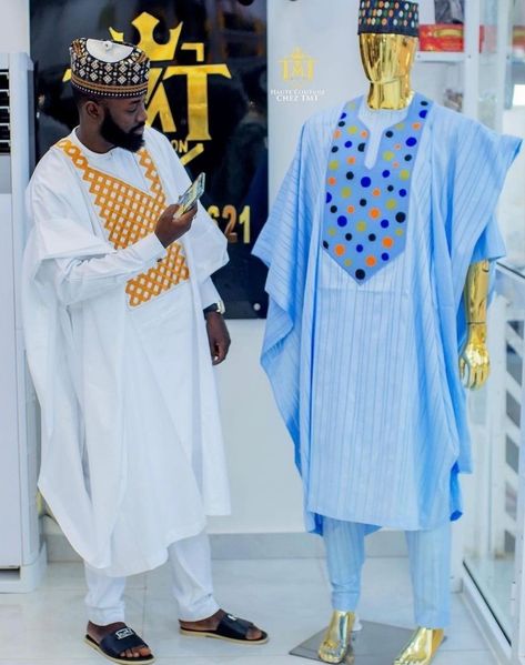 Agbada Designs For Men, Agbada Outfit, Men African Fashion, Agbada Design, Men Kaftan, Senator Wears, African Wear Styles For Men, African Attire For Men, African Dresses Men