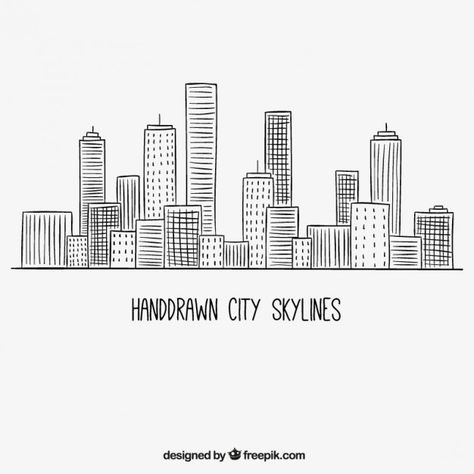 City Doodles Simple, City Simple Drawing, Simple City Scape Drawing, Skyline Doodle, City Doodle, City Drawings, Cityscape Drawing, Architecture Drawing Sketchbooks, City Skylines