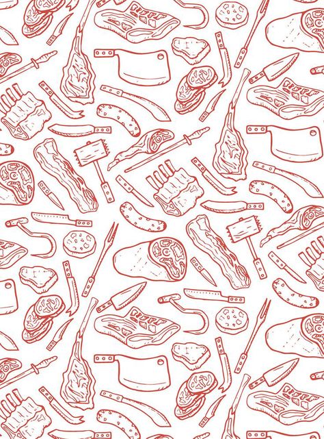 Meat Wallpaper, Butcher Illustration, Meat Pattern, Meat Art, Farm Logo Design, Mughal Art Paintings, Doodle Icon, Food Patterns, Digital Art Illustration