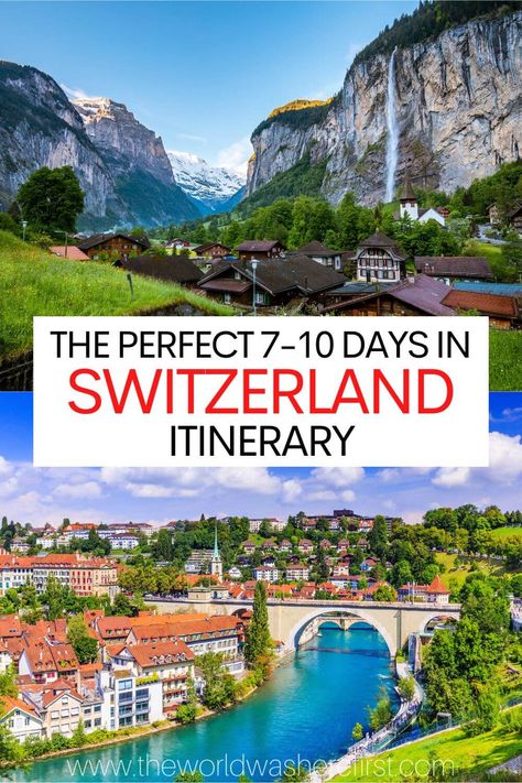 This Switzerland itinerary will help you map out how to spend 7 to 10 days exploring this gorgeous European nation! Switzerland Travel Itinerary, Switzerland Itinerary, Switzerland Vacation, Swiss Travel, Vacation Itinerary, Europe Itineraries, Interlaken, Switzerland Travel, Zermatt