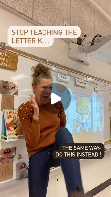 177K views · 9.6K likes | Lindsay / Early Years Literacy Specialist on Instagram: "Stop 🛑 teaching K the same way!   Making learning fun, engaging and meaningful is always the best way, so in my class we have karate 🥋 kitty for the letter K ❤️  Did you know that one of the best ways to ensure alphabet automaticity is with a mnemonic??? 🙄  ➡️ A learning technique that aids memory retrieval 🧠…… hence karate 🥋 K   It’s not only fun to make learning multi-sensory with kicks, air writing, sensory play and key phrases but it actually helps our brain retrieve and retain this new concept 🤯🤯🤯  K A R A T E 🥋 K for the win!  . . . Follow ➡️ @literacyandlindsay for more lit tips! . . . . LIKE. SAVE. FOLLOW  ✨ @literacyandlindsay 💜 @literacyandlindsay 🔥 @literacyandlindsay . . . . . . #liter Letter K Activity For Preschoolers, Fun Ways To Write Letters, K Is For Key, Letter K Activities For Preschool, English Teaching Aids Ideas, Letter K Activities, Esl Teaching Elementary, Letter K Preschool, Teacher Videos