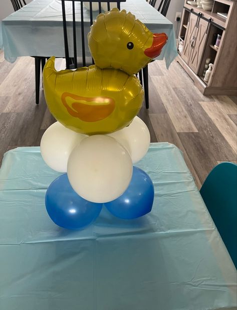 Balloon ideas Rubber Duck Birthday Party, Duck Balloon, Duck Birthday Party, Rubber Duck Birthday, Duck Birthday, Balloon Display, Balloon Ideas, Rubber Duck, Birthday Balloons