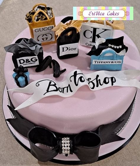 Shopoholic Cake Designs, Shopping Theme Cake Birthday, Shopping Cake Ideas, Birthday Cake For Sister Ideas, Shopping Birthday Cake, Shopping Theme Cake, Sister Birthday Cake Ideas, Born To Shop Cake, Birthday Cake For Sister