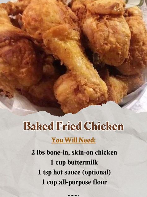 Baked Fried Chicken Breast, Baked Fried Chicken Recipe, Fried Chicken Ingredients, Baked Fried Chicken, Grandma's Recipes, Fried Chicken Breast, Grandmas Recipes, Baked Chicken Recipes, Easy Family Meals