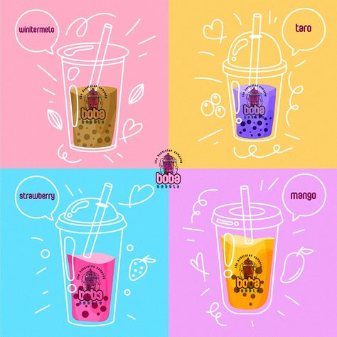 Boba Tea Branding, Boba Branding, Yeti Logo, Tea Website, Coffee Shop Branding, Bubble Tea Shop, 90s Wallpaper, Boba Drink, Michelada