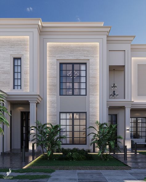 Newclassic villa ..Saudi arabia :: Behance New Classic Architecture Villa, Exterior Classic Design, Modern Elevation Designs For House, New Classic Villa Exterior Design, Villa Design Exterior, Villa Saudi Arabia, New Classic Facade, Neoclassical Exterior, Classic Villa Exterior