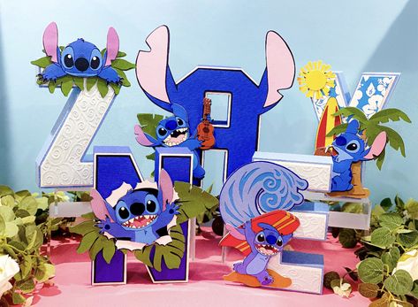 Lilo And Stitch Theme, Rory Birthday, Lilo And Stitch Party, Stitch Bday, Lilo And Stitch Birthday, Stitch Party, Stitch Birthday, Paper Mache Letters, Lilo Y Stitch