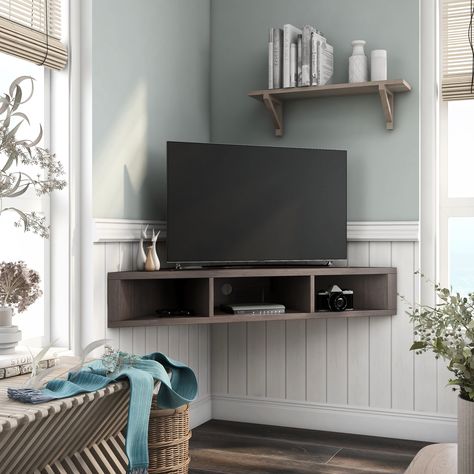 Space saving in more ways than one, this floating media console is a must-have for tight spaces.