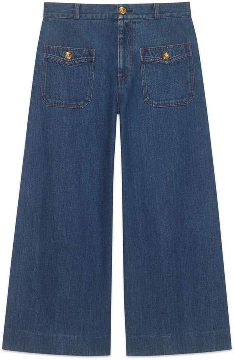 Gucci Denim wide leg pant Custom Pants, Luxury Jeans, Gucci Denim, Short Jean Skirt, Best Jeans For Women, Denim Wide Leg, Trendy Jeans, Wide Leg Pant, Perfect Jeans