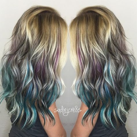 “BALAYAGE WITH A ROYAL TEAL TWIST☺️. #fanola #salonguys #americansalon… Rainbow Roots, Teal Hair, Blue Tips, Multicolored Hair, Hair Coloring, Dye My Hair, Mermaid Hair, Rainbow Hair, Cool Hair Color