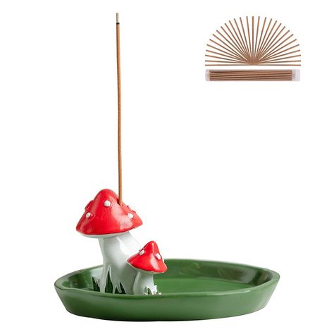 Mushroom Incense Holder, Incense Tray, Cottagecore Room, Cottagecore Room Decor, Adorable Home, Incense Burner Holder, Zen Room, Frog Figurines, Cute Mushroom