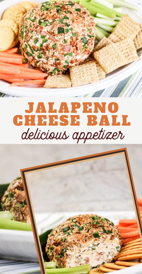 This Bacon Jalapeno Cheese Ball is the perfect combination of spice, salt, and cool flavor which is truly a taste sensation. Bacon Jalapeno Cheeseball, Jalapeño Cheese Ball, Jalapeno Cheeseball, Jalapeno Cheeseball Recipes, Pineapple Cheeseball Recipes, Cheese Log Recipes, Jalapeno Cream Cheese Dip, Leftover Baked Potatoes, Cheese Ball Recipes Easy