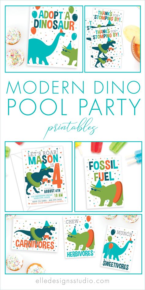 Dinosaur Swimming Birthday Party, Dinosaur Pool Party Ideas, Dinosaur Pool Birthday Party, Dino Pool Party, Dinosaur Pool Party, Pool Birthday Party Ideas, Splash Party, 90s Fashion Outfits Hip Hop Party, Swimming Party