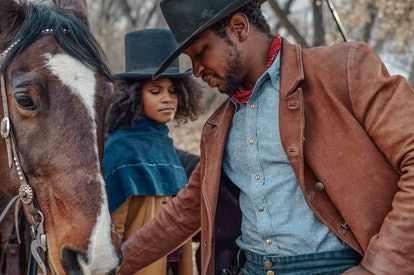 The Harder They Fall, Jonathan Majors, Lon Chaney Jr, Netflix Film, Zazie Beetz, Lee Van Cleef, Regina King, Django Unchained, Black Cowboys