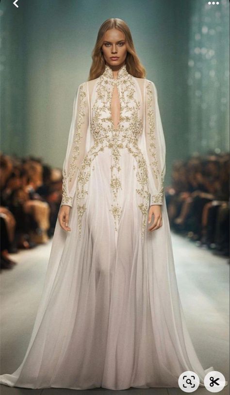 Chiffon Couture Gown, Simple Wedding Gowns, Bride Dress Simple, Modest Wedding Gowns, Classy Wedding Dress, Moroccan Fashion, High Fashion Outfits, Lace Outfit, Arab Fashion