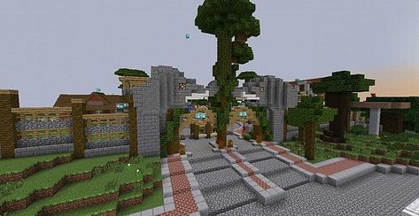 The Front Entrance as seen from the parking lot Minecraft Zoo Entrance Ideas, Minecraft Zoo Entrance, Minecraft Park, Zoo Entrance, Biology Project, Mc Builds, Biology Projects, Modern Entrance, Minecraft Map