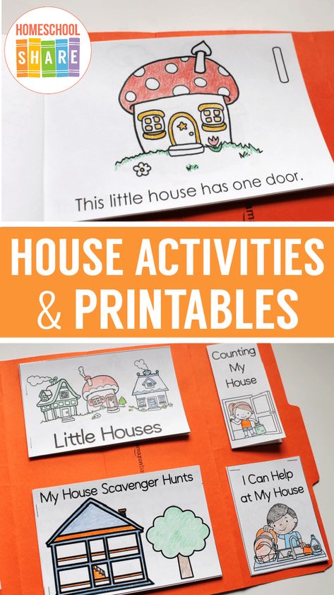 Free House Activities for Preschool - Homeschool Share House Theme Preschool, House Activities For Preschool, Family Preschool Theme, Preschool Family Theme, Family Preschool, The Napping House, Animal Homes, Study Printables, Transitional Kindergarten