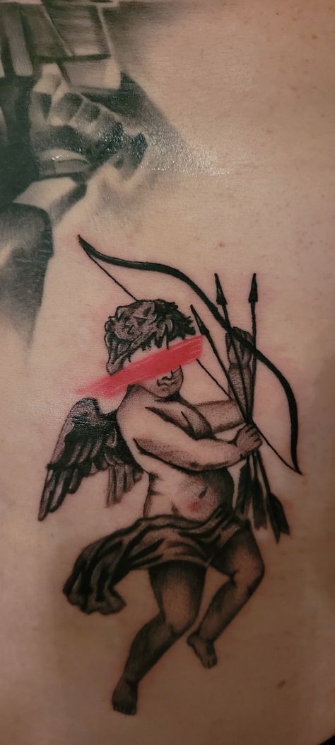 Eros Tattoo, Slash Tattoo, Angle Tattoo, Gotik Tattoo, Cupid Tattoo, Cherub Tattoo, Men Tattoos, Neck Tattoos, Leg Tattoo Men