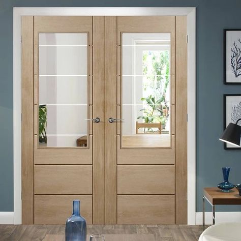 Oak Glazed Internal Doors, House Plans Mansion, Oak Bathroom, Double Door Design, Lifestyle Images, Internal Door, Flush Doors, Room Door Design, Door Design Modern