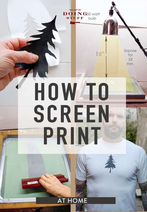 How to Screen Print at Home Diy Screen Print, Silk Screen Printing Diy, Screen Printing Tutorial, Diy Screen, Printing Studio, Diy Screen Printing, Fabric Painting Techniques, Screen Printing Techniques, Screen Printing Art