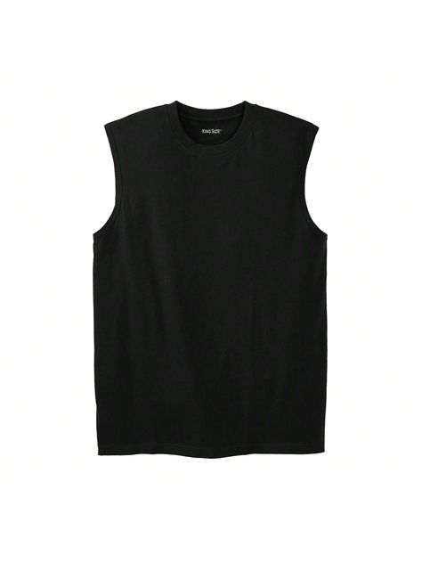 Our Shrink-Less Lightweight Muscle T-Shirt doubles as activewear and a must-have for hanging out! Made with shrink-resistant fabric, our muscle tee will keep its shape wash after wash! Relaxed fit Taped seams for durability Tagless. Shrink-Less fabric-won't shrink in dryer Big length approx. 32"; Tall length approx. 34"Solid colors: 100% cotton jersey; heather colors: cotton/polyester. Machine wash. ImportedKingSize Men's Big & Tall Shrink-Less Lightweight Muscle T-Shirt Black Casual  Sleeveless      Men Clothing, size features are:Bust: ,Length: ,Sleeve Length: Black Sleeveless Shirt Men, Mens Black Tank Top, Sleeveless Men, Black Sleeveless Shirt, Closet Basics, Distressed Shirt, Sleeveless Shirts, Muscle T Shirts, Muscle Shirts