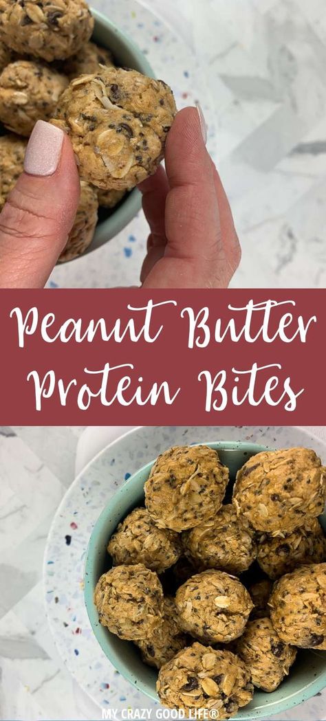 These Oatmeal Peanut Butter Protein Balls are a delicious snack or dessert! They can easily be made into homemade protein bars instead of balls, and customized with chocolate chips, coconut, flax seed, or your favorite ingredients! #protein #highprotein #proteinbar #proteinball #snack Oatmeal Peanut Butter Protein Balls, Peanut Butter Protein Bites, Homemade Protein Bars, 21 Day Fix Snacks, Peanut Butter Protein Balls, Oatmeal Peanut Butter, Weight Watchers Snack Recipes, Granola Bites, Peanut Butter Protein Bars