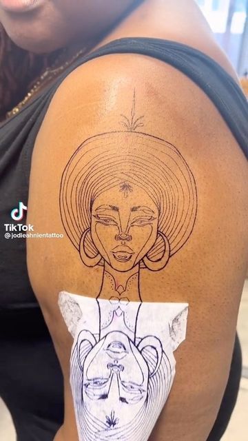 Nigeria Tattoo Ideas, Neo Soul Tattoo, Yoruba Tattoo, Nigerian Tattoo Ideas, African Woman Tattoo, Nigerian Tattoo, Afrocentric Tattoos, African Line Art, Afro Tattoo Ideas