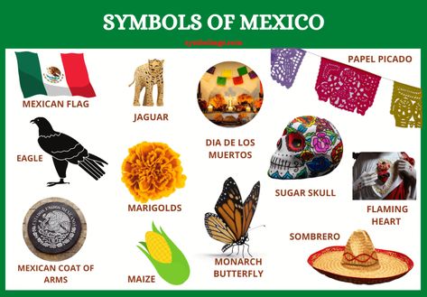 Mexican Symbols and What They Mean - Symbol Sage Mexican Symbols, Mexican Paper Flowers, Mexican American Culture, Hispanic Heritage Month Activities, Mexican Independence Day, Mexican Culture Art, World Thinking Day, Mexican Heritage, Raising Girls