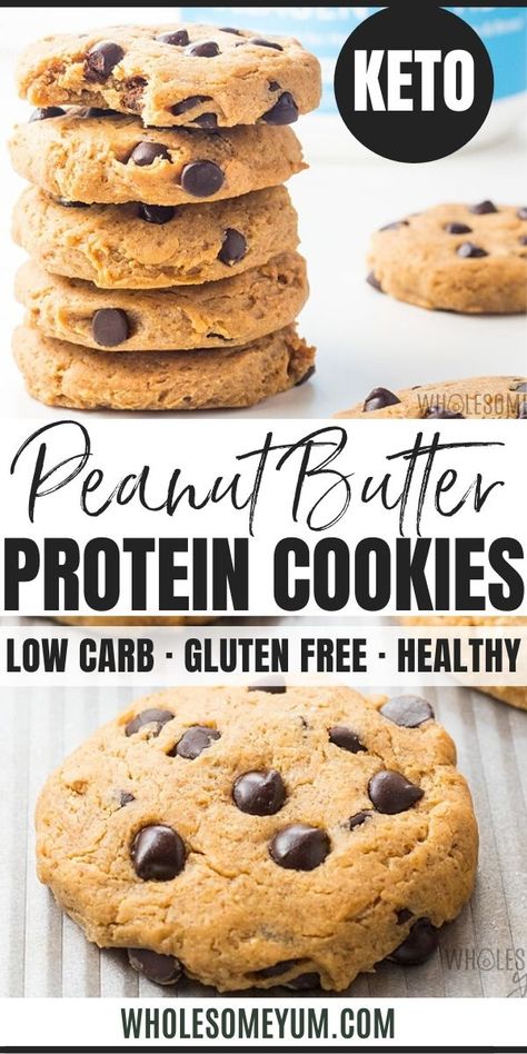 Protein Cookies Recipe, Pancakes Protein, Peanut Butter Protein Cookies, Dessert Holiday, Cookies Healthy, Low Carb Low Fat Recipes, Protein Dinner, Low Carb Protein, Low Carb Low Sugar