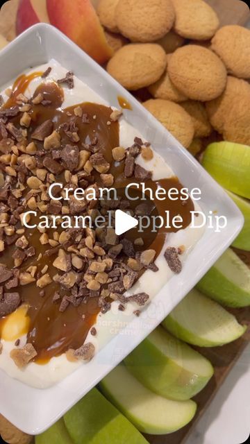 Chelsea Zutavern on Instagram: "Easy Cream Cheese Caramel Apple Dip🍎🍏 Perfect for all the fall parties!  . INGREDIENTS: 8 ounce container whipped cream cheese 7 ounce container marshmallow fluff 13.5 ounce container of caramel apple dip 8 ounce package Heath Bits Apples  Vanilla Wafers  . INSTRUCTIONS: 1. Whip together marshmallow fluff and cream cheese. 2. Spread mixture into your serving bowl. Top with the caramel apple dip (warmed up). 3. Sprinkle with Heath Bits over the top. 5. Serve with slice apples, vanilla wafers, graham crackers. Any of your favorites! . . #quickrecipes #recipeideas #appledip #fallrecipe #fallfood #fallrecipes #recipevideo #goodmoodfood #easyrecipes #foodie #mybhg #mybhghome #fall #applerecipes" Cream Cheese Caramel Apple Dip, Dips Sweet, Warm Appetizers, Caramel Apple Dip, Fall Parties, Apple Dip, Easy Cream, Whipped Cream Cheese, Dessert Dips