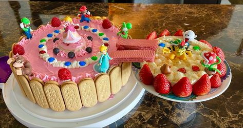 #marioparty #princesspeachsbirthdaycake Princess Peach Treats, Rosalina Birthday Cake, Super Mario Birthday Party Cake Princess Peach, Mario Party Peach Birthday Cake, Rosalina Birthday Party, Peach Birthday Cake, Princes Peach Cake Ideas, Peaches Birthday Theme Mario, Mario Party Cake