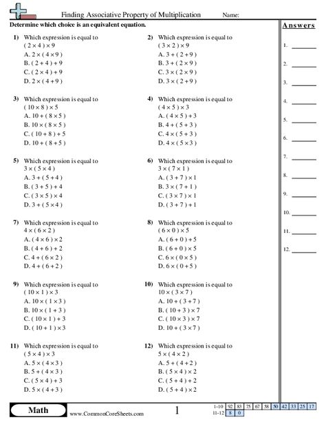 Properties Worksheets - Finding Associative Property of Multiplication worksheet Associative Property Of Multiplication, Distributive Property Of Multiplication, Math Worksheets For Kids, Multiplication Worksheet, Associative Property, Commutative Property, Properties Of Multiplication, Fun Math Worksheets, 5th Grade Worksheets