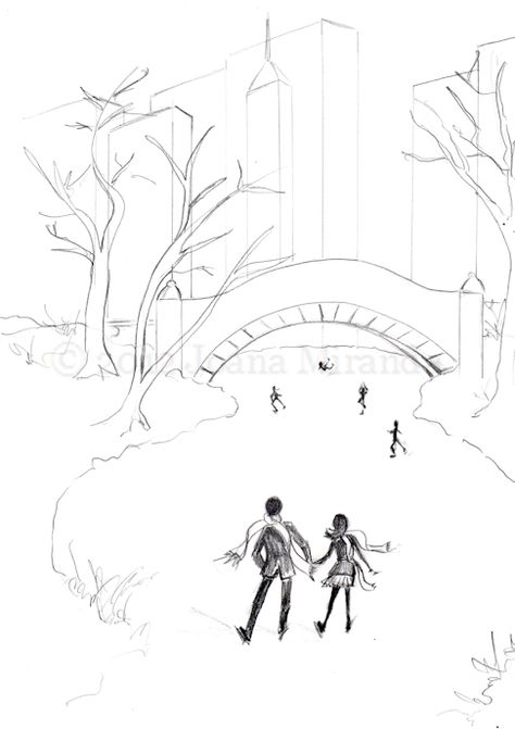 Couple Ice Skating Drawing, Ice Skating Sketch, Ice Skating Drawing, Ice Skate Drawing, Ice Drawing, Landscape Pencil Drawings, Ice Skaters, Stick Figures, Community Board