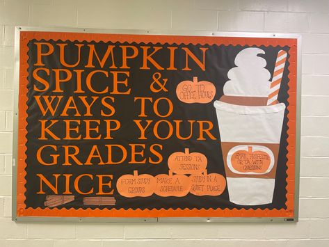 Bulletin Board Ideas For School September, Educational Bulletin Boards College, Fall Nursing Bulletin Boards, Fall Door Decorations Classroom High School, Bulitin Board Ideas School Fall, October Bulletin Board Ideas Elementary, Resident Assistant Bulletin Boards Fall, Finish Strong Bulletin Board, September Bulletin Board Ideas High School